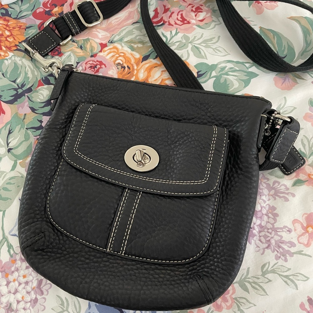 Coach Black Pebble Leather Crossbody Bag